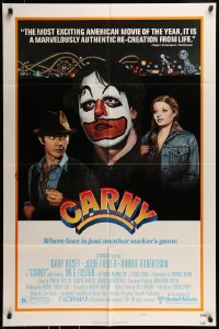 8j138 CARNY style B 1sh 1980 Jodie Foster, Robbie Robertson, Gary Busey in carnival clown make up!