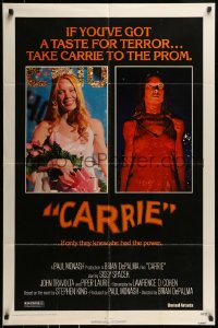 8j139 CARRIE 1sh 1976 Stephen King, Sissy Spacek before and after her bloodbath at the prom!