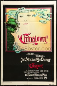 8j154 CHINATOWN 1sh 1974 art of Jack Nicholson & Faye Dunaway by Jim Pearsall, Polanski