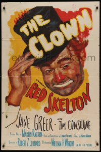 8j163 CLOWN 1sh 1953 great wacky headshot portrait of Red Skelton in full make up!