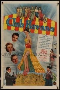 8j165 CLUB HAVANA 1sh 1945 directed by Edgar Ulmer, Tom Neal, sexy senorita, cast & musicians!