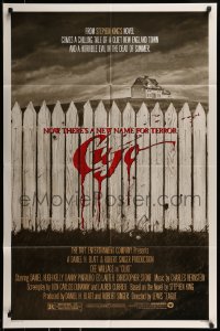 8j190 CUJO 1sh 1983 Stephen King, artwork of bloody fence & house by Robert Tanenbaum!