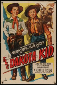 8j194 DAKOTA KID 1sh 1951 artwork of The Rough-Ridin' Kids Michael Chapin & Eilene Janssen!