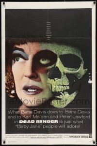 8j205 DEAD RINGER 1sh 1964 creepy close up of skull & Bette Davis, who kills her own twin!