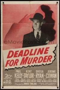 8j206 DEADLINE FOR MURDER 1sh 1946 cool film noir image of Paul Kelly over female silhouette!