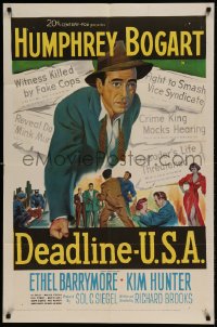 8j207 DEADLINE-U.S.A. 1sh 1952 newspaper editor Humphrey Bogart, best journalism movie ever!