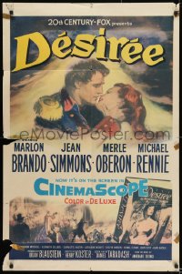 8j220 DESIREE 1sh 1954 great artwork of Marlon Brando & pretty Jean Simmons!