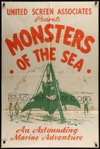 8j223 DEVIL MONSTER 1sh R1930s Monsters of the Sea, cool artwork of giant manta ray!