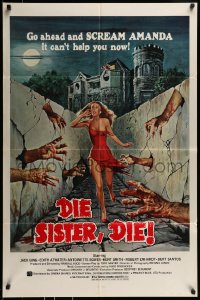 8j225 DIE SISTER DIE 1sh 1972 great horror artwork, go ahead & scream, it can't help you now!