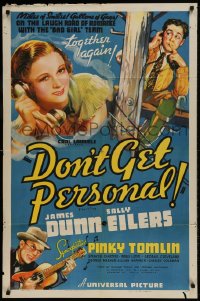 8j234 DON'T GET PERSONAL 1sh 1936 James Dunn & pretty Sally Eilers looking guilty by policeman!