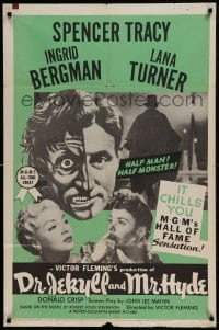 8j241 DR. JEKYLL & MR. HYDE 1sh R1954 cool art of Spencer Tracy as half-man, half-monster!