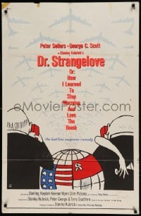 8j242 DR. STRANGELOVE 1sh 1964 Stanley Kubrick classic, Peter Sellers, cool Tomi Ungerer art!