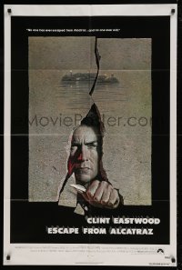 8j267 ESCAPE FROM ALCATRAZ 1sh 1979 Eastwood busting out by Lettick, but missing his signature!