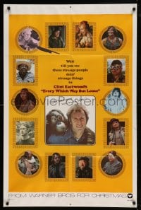 8j270 EVERY WHICH WAY BUT LOOSE teaser 1sh 1978 Clint Eastwood & Clyde the orangutan, lots of images