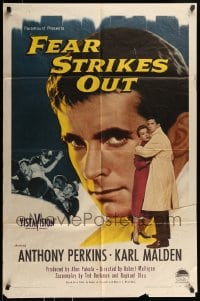 8j278 FEAR STRIKES OUT 1sh 1957 Anthony Perkins as baseball player Jim Piersall!