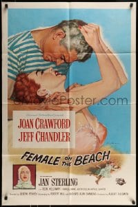 8j280 FEMALE ON THE BEACH 1sh 1955 Joan Crawford, Jeff Chandler, Jan Sterling!