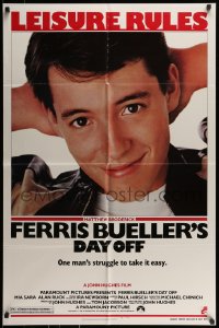 8j281 FERRIS BUELLER'S DAY OFF 1sh 1986 c/u of Matthew Broderick in John Hughes teen classic!