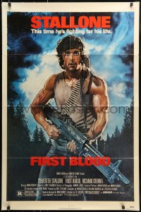 8j285 FIRST BLOOD 1sh 1982 artwork of Sylvester Stallone as John Rambo by Drew Struzan!