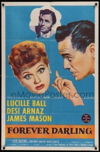 8j302 FOREVER DARLING 1sh 1956 art of James Mason, Desi Arnaz & Lucille Ball, I Love Lucy!