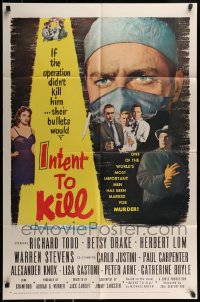 8j413 INTENT TO KILL 1sh 1959 Richard Todd in the crime that could shake a continent!