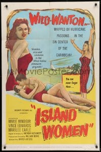 8j417 ISLAND WOMEN 1sh 1958 voodoo, vice & violence, sexy tropical wild-wanton Marie Windsor!