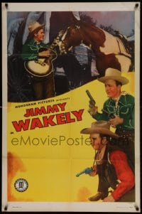 8j429 JIMMY WAKELY 1sh 1940s great western cowboy images of the star, with gun, horse & guitar!