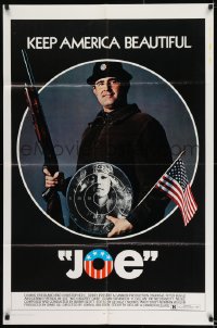 8j430 JOE 1sh 1970 Peter Boyle w/shotgun, American flag, and hippie target, drugs!