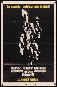 8j439 JUDGMENT AT NUREMBERG 1sh 1961 Spencer Tracy, Judy Garland, Burt Lancaster, Dietrich!