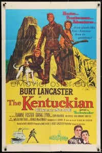 8j444 KENTUCKIAN 1sh 1955 art of star & director Burt Lancaster with frontier family!