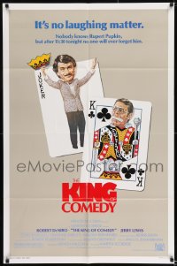 8j454 KING OF COMEDY 1sh 1983 Robert DeNiro, Martin Scorsese, Jerry Lewis, cool playing card art!
