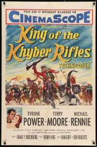 8j456 KING OF THE KHYBER RIFLES 1sh 1954 artwork of British soldier Tyrone Power on horseback!