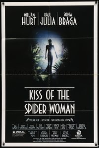 8j462 KISS OF THE SPIDER WOMAN 1sh 1985 cool artwork of sexy Sonia Braga in spiderweb dress!