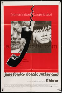 8j463 KLUTE 1sh 1971 Donald Sutherland & Jane Fonda, dangling telephone art!