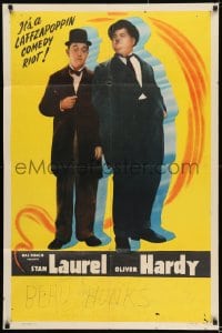 8j476 LAUREL & HARDY 1sh 1947 Hal Roach, cool image of Stan Laurel & Oliver Hardy, laffzapoppin!