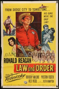 8j477 LAW & ORDER revised 1sh 1953 Ronald Reagan, Dorothy Malone, from Dodge City to Tombstone!