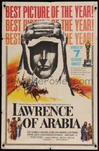 8j481 LAWRENCE OF ARABIA style D 1sh 1963 David Lean classic, silhouette art of Peter O'Toole!