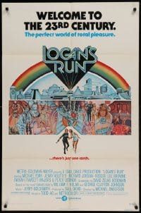 8j500 LOGAN'S RUN 1sh 1976 art of Michael York & Jenny Agutter running away by Charles Moll!