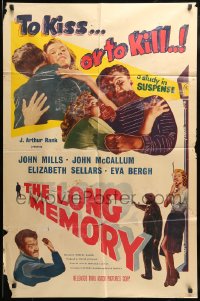 8j504 LONG MEMORY 1sh 1953 John Mills, John McCallum, Elizabeth Sellars, kiss or kill!