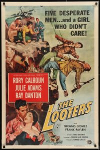 8j510 LOOTERS 1sh 1955 Rory Calhoun and Julie Adams trapped on mountain, a girl who didn't care!