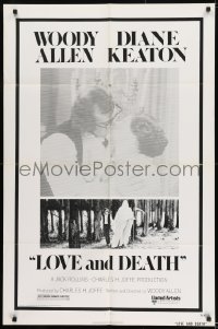 8j513 LOVE & DEATH style A 1sh 1975 wacky Woody Allen & Diane Keaton romantic kiss close up!
