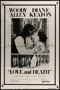 8j514 LOVE & DEATH style B 1sh 1975 Woody Allen & Diane Keaton romantic kiss close up!