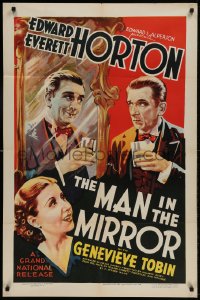 8j530 MAN IN THE MIRROR 1sh 1937 romantic close up of Edward Everett Horton & Genevieve Tobin!