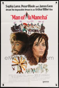 8j531 MAN OF LA MANCHA int'l 1sh 1972 Peter O'Toole, Sophia Loren, cool Ted CoConis art!