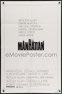 8j535 MANHATTAN 1sh 1979 Woody Allen & Diane Keaton, New York City title design by Burt Kleeger!