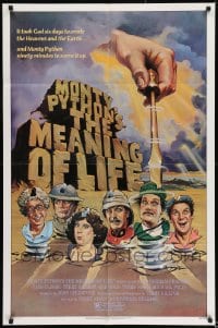 8j570 MONTY PYTHON'S THE MEANING OF LIFE 1sh 1983 Garland artwork of the screwy Monty Python cast!