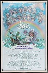 8j575 MUPPET MOVIE 1sh 1979 Jim Henson, Drew Struzan art of Kermit the Frog & Miss Piggy on boat!