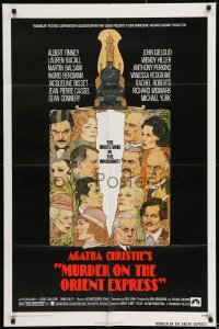 8j578 MURDER ON THE ORIENT EXPRESS 1sh 1974 Agatha Christie, great art of cast by Richard Amsel!