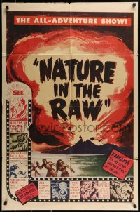 8j594 NATURE IN THE RAW 1sh 1960s cool art of volcano exploding, all adventure show!