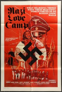 8j597 NAZI LOVE CAMP 1sh 1977 classic bad taste image of tortured girls & swastika!