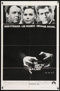 8j612 NO WAY TO TREAT A LADY 1sh 1968 Rod Steiger, Lee Remick & Segal, hands about to strangle!